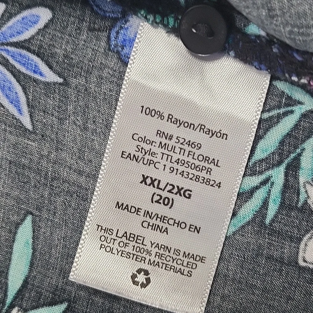 Time and Tru floral button-down dress sz XXL 20 - Picture 12 of 13
